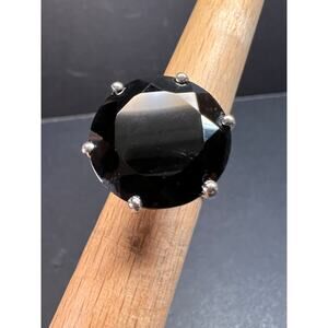 NEW Black spinel solitaire sterling silver ring size 7